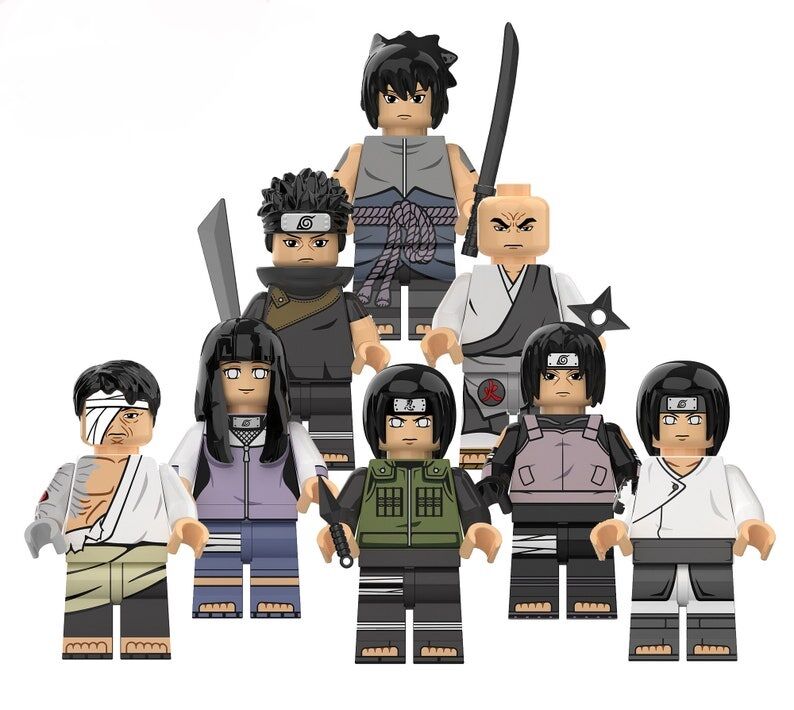 NARUTO LEGO -Lot von 8 Naruto Figuren kompatibel LEGO Neji Hyuga Itachi Uchiha Sasuke Uchiha Hinata Hyuga Chiriku Danzo